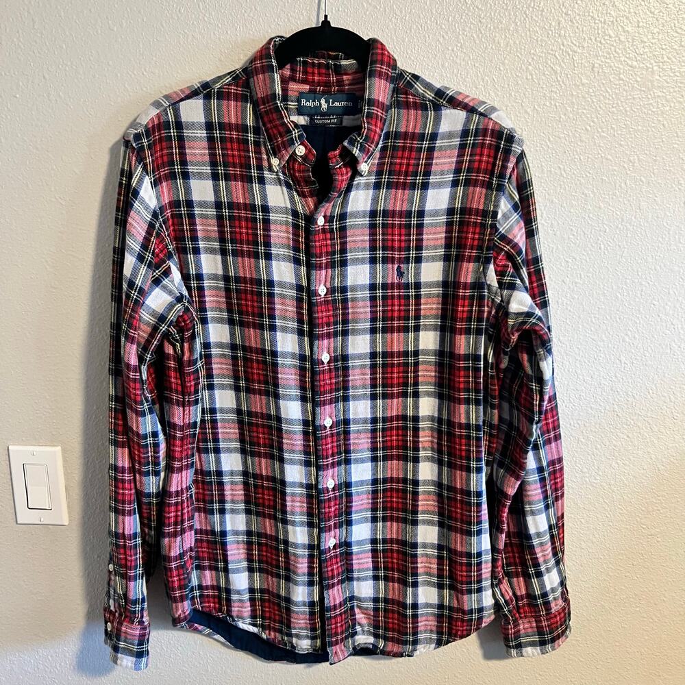 Ralph Lauren Double Lined Flannel Red Plaid Long Sleeve Button Up Shirt Large